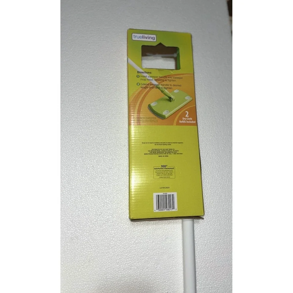 TRUE LIVING SWEEPER MOP STARTER KIT W/ 2 DRY CLOTHS INCLUDED